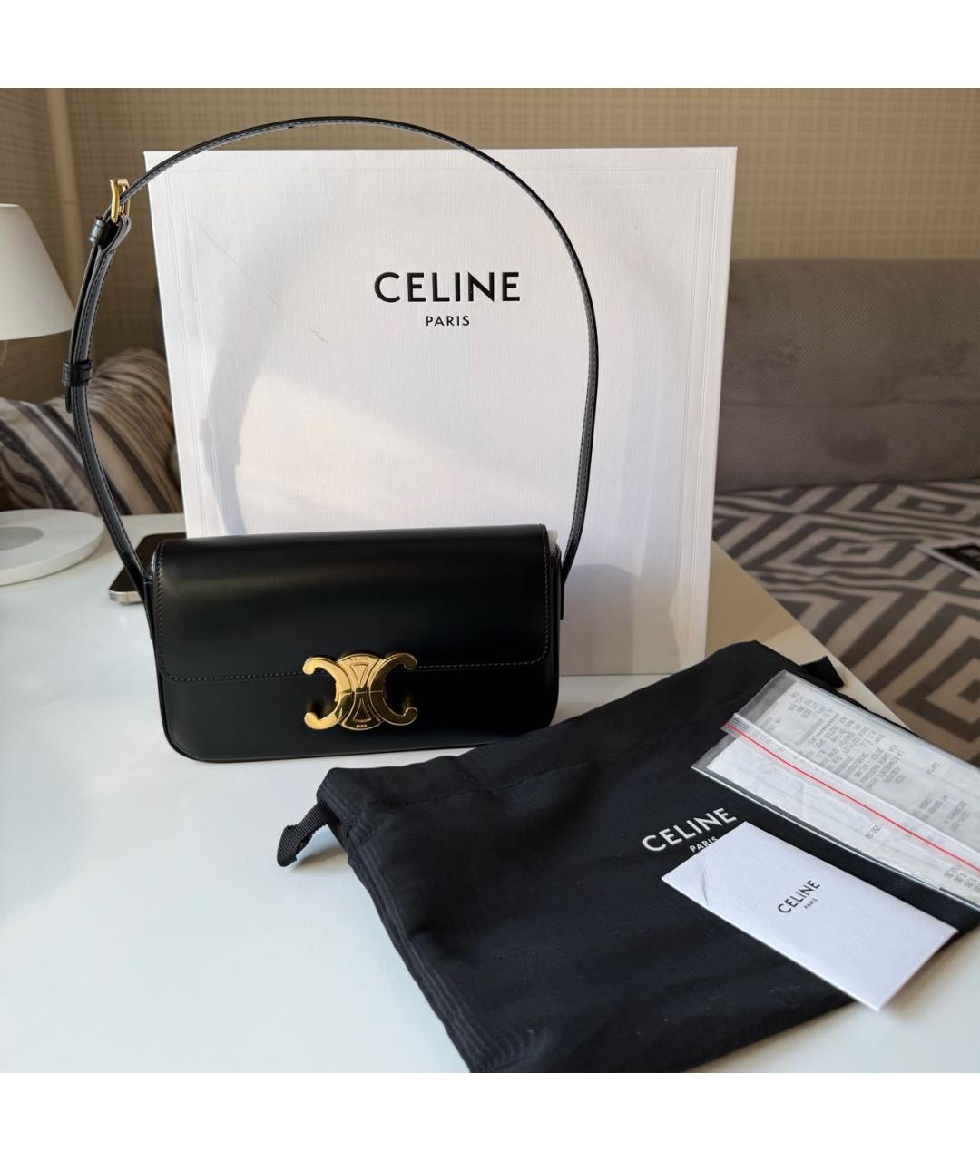 CELINE Черная кожаная сумка через плечо, фото 8