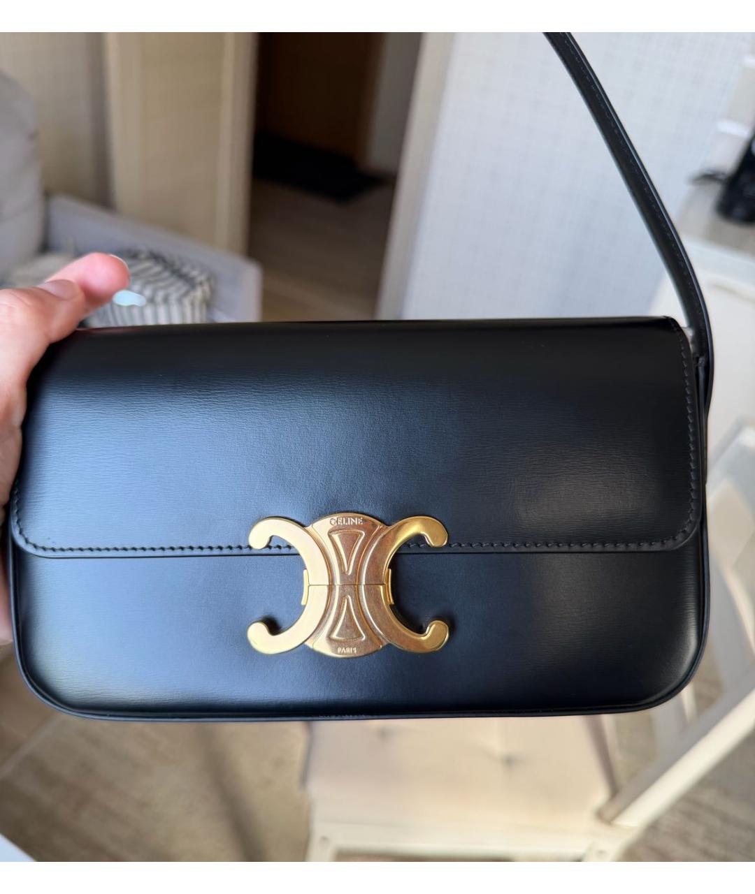 CELINE Черная кожаная сумка через плечо, фото 5