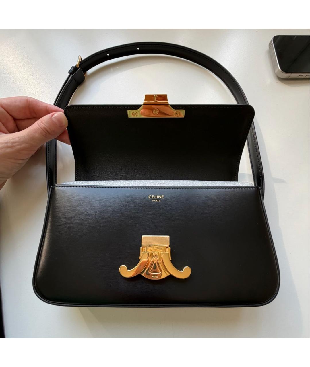 CELINE Черная кожаная сумка через плечо, фото 7