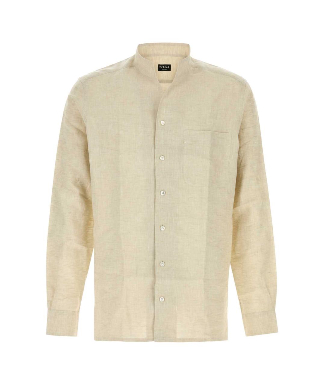 ZEGNA Бежевая льняная кэжуал рубашка, фото 1