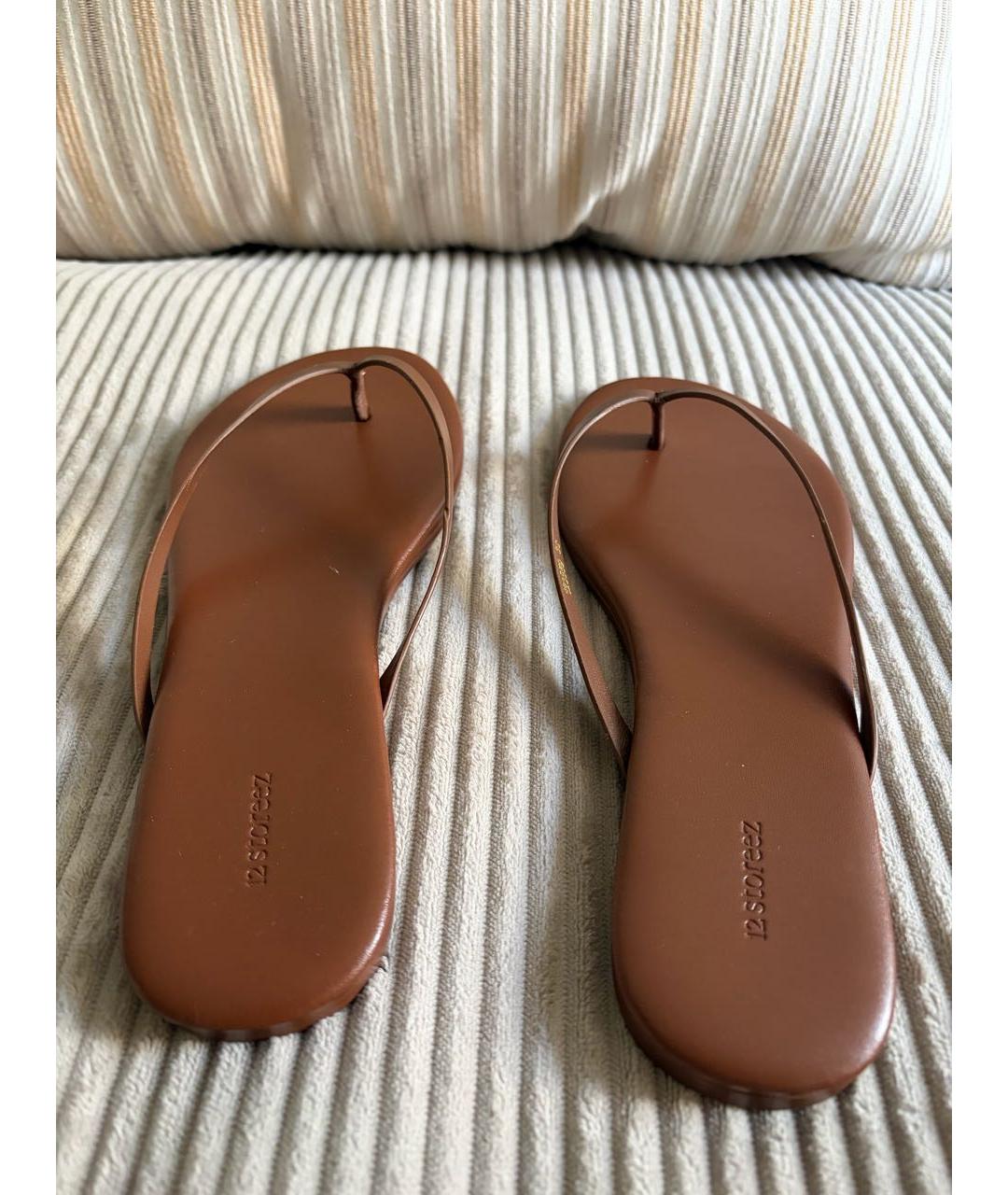 12 STOREEZ Коричневые кожаные шлепанцы, фото 4