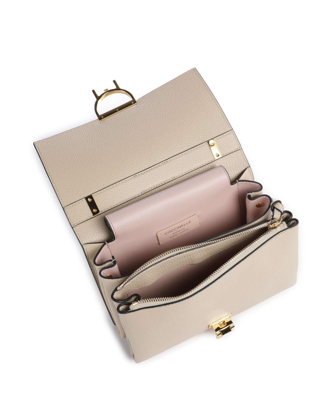 COCCINELLE Бежевая кожаная сумка через плечо, фото 5