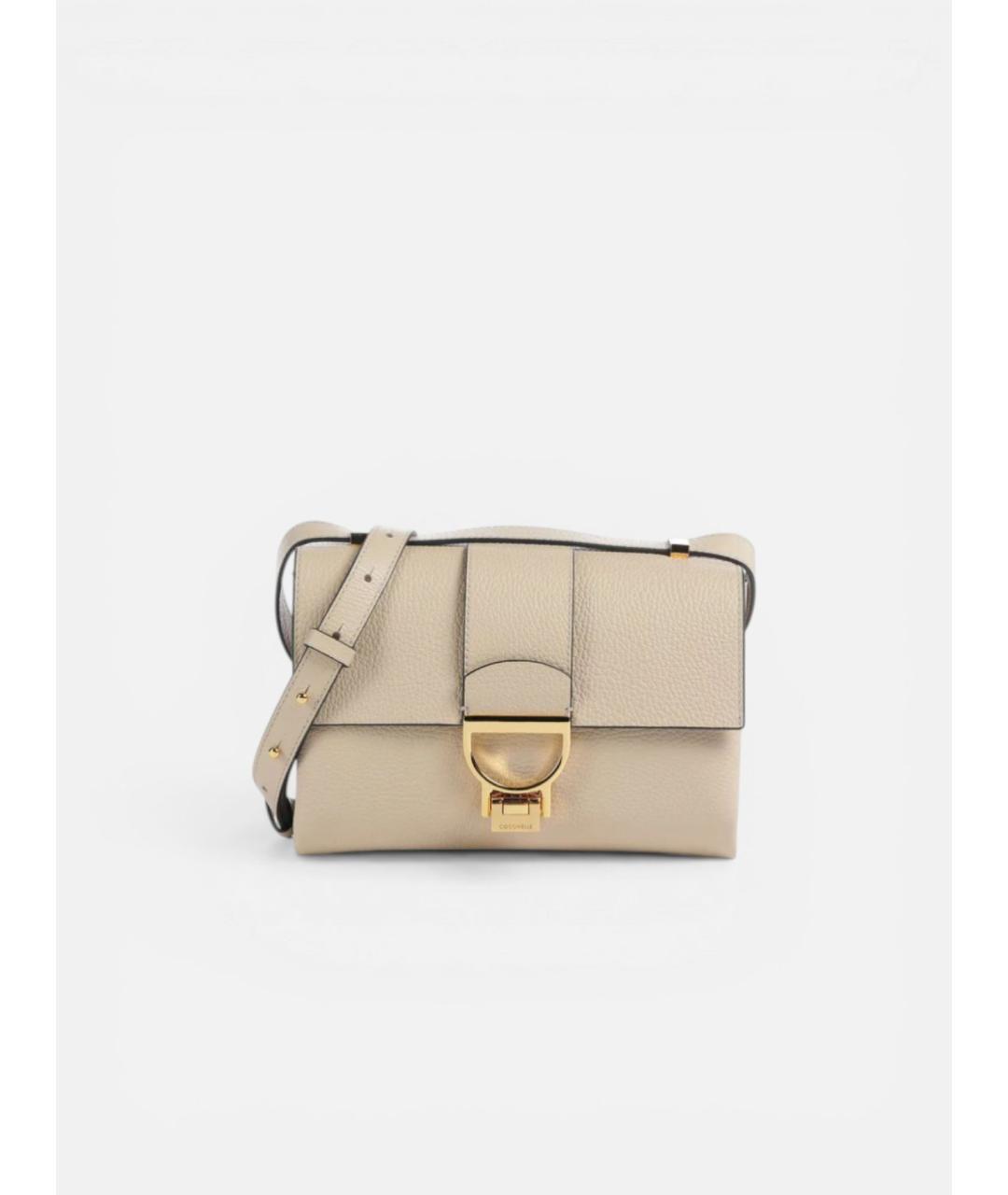 COCCINELLE Бежевая кожаная сумка через плечо, фото 6
