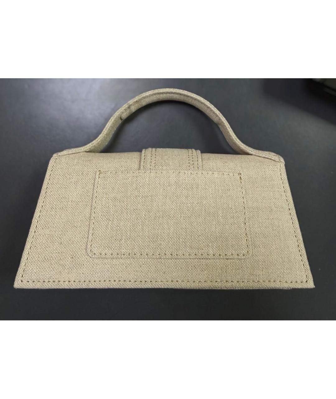 JACQUEMUS Серая льняная сумка с короткими ручками, фото 3