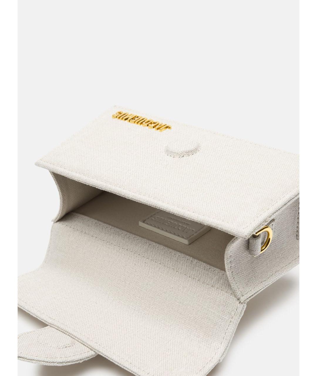 JACQUEMUS Серая льняная сумка с короткими ручками, фото 4