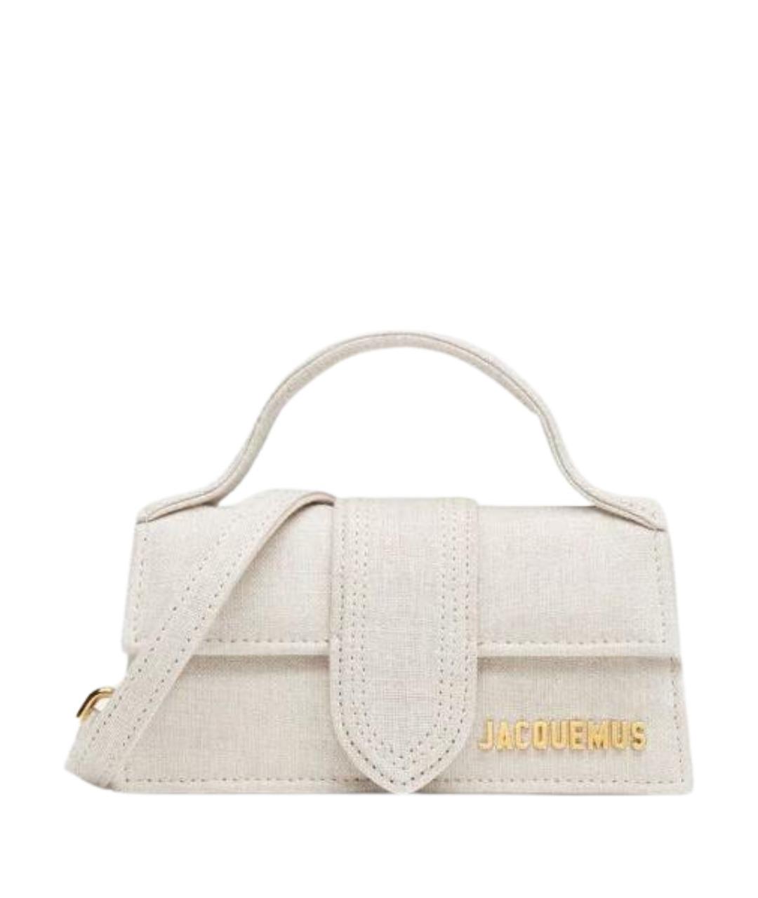 JACQUEMUS Серая льняная сумка с короткими ручками, фото 1