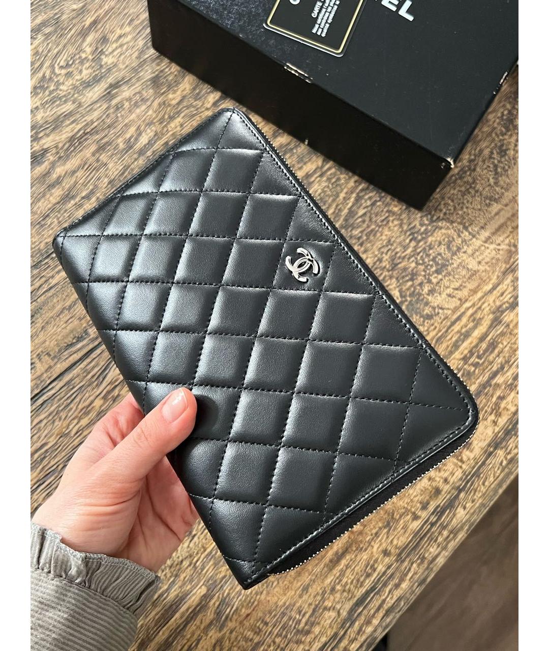 CHANEL Черный кожаный кошелек, фото 7