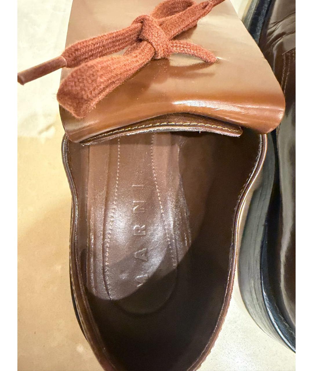 MARNI Коричневые кожаные лоферы, фото 8