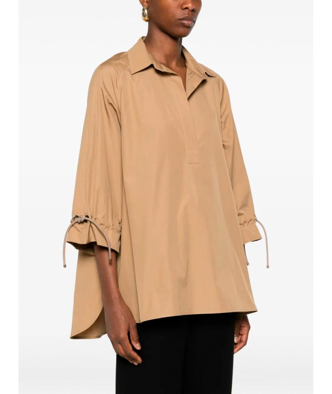 MAX MARA Бежевая хлопковая рубашка, фото 3