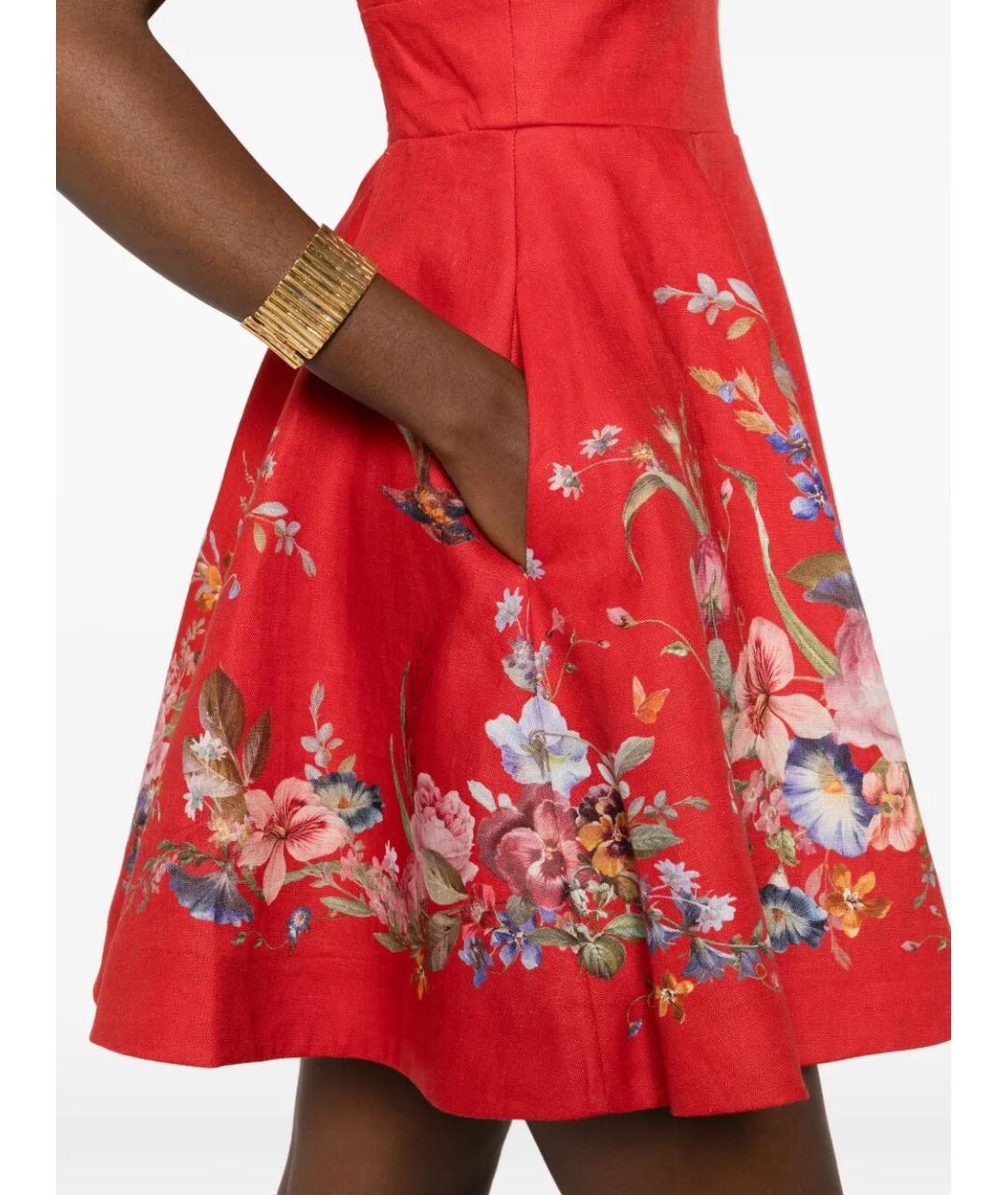 ZIMMERMANN Красное льняное повседневное платье, фото 4