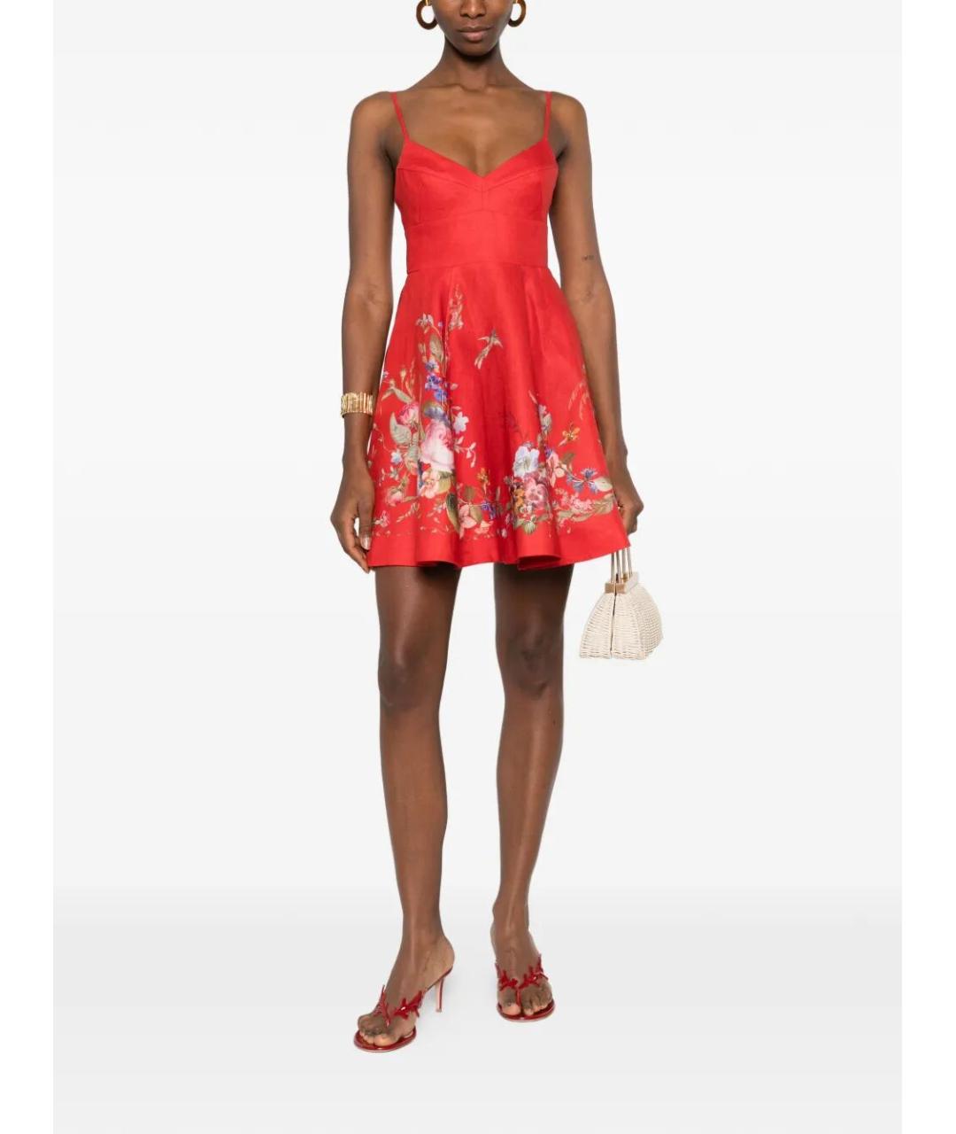 ZIMMERMANN Красное льняное повседневное платье, фото 2