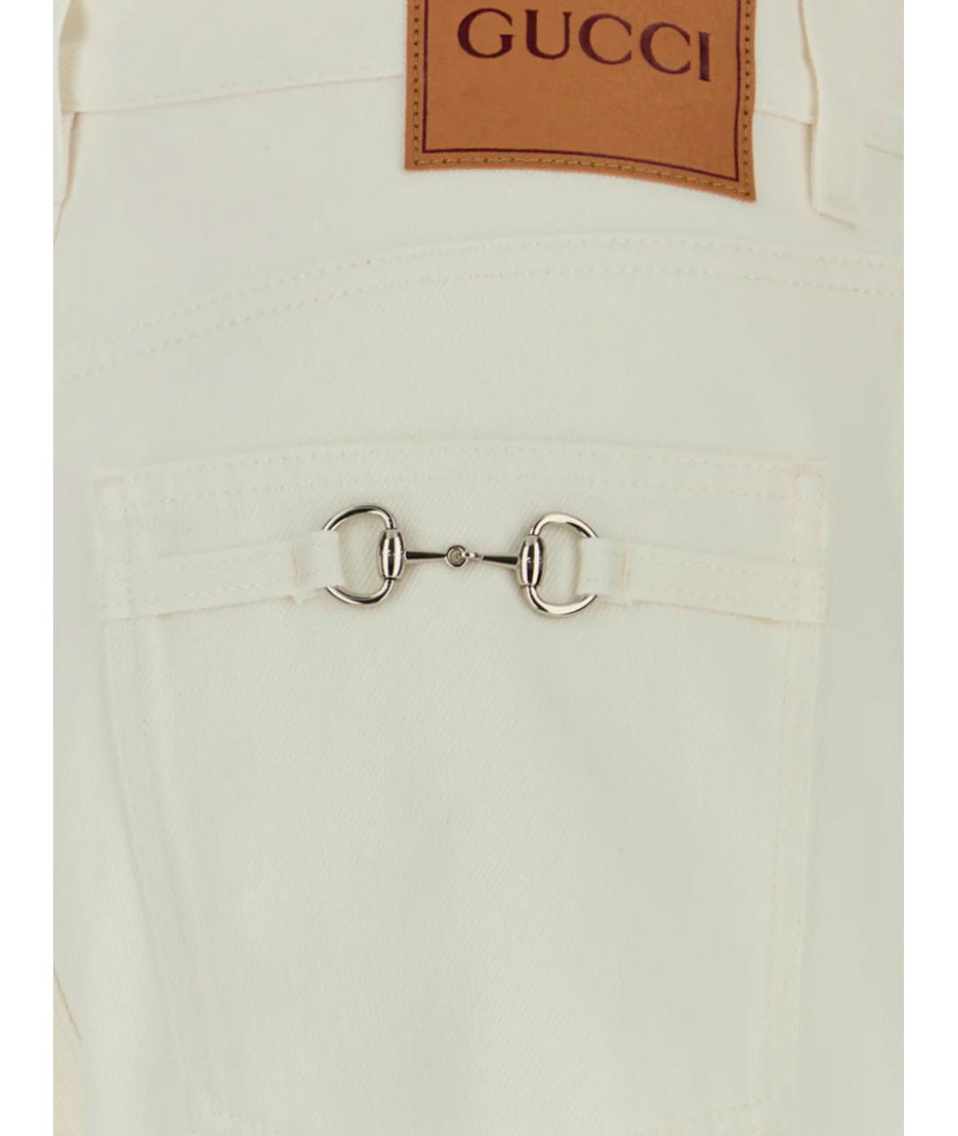 GUCCI Белые хлопковые прямые джинсы, фото 3