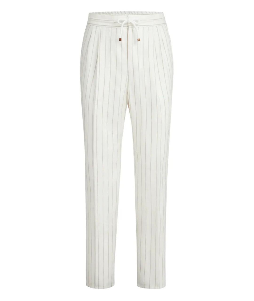 BRUNELLO CUCINELLI Бежевые льняные повседневные брюки, фото 1