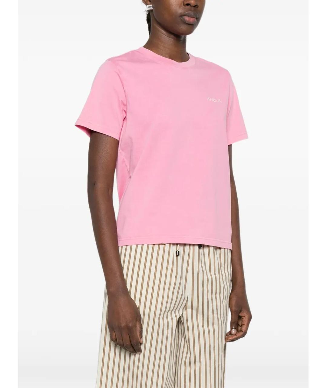 MAISON LABICHE Розовая хлопковая футболка, фото 4