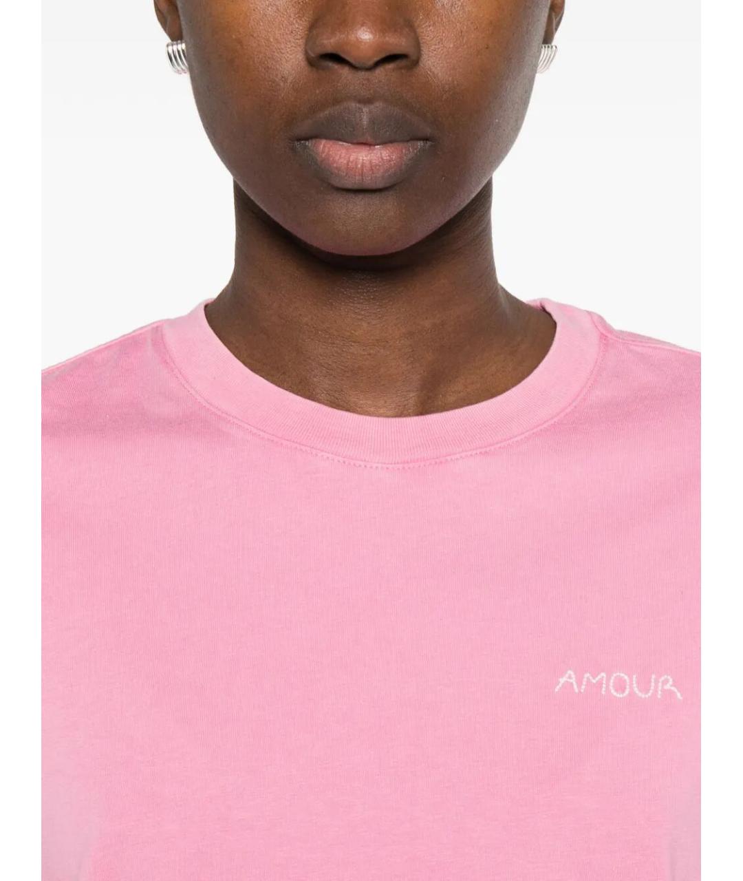 MAISON LABICHE Розовая хлопковая футболка, фото 3