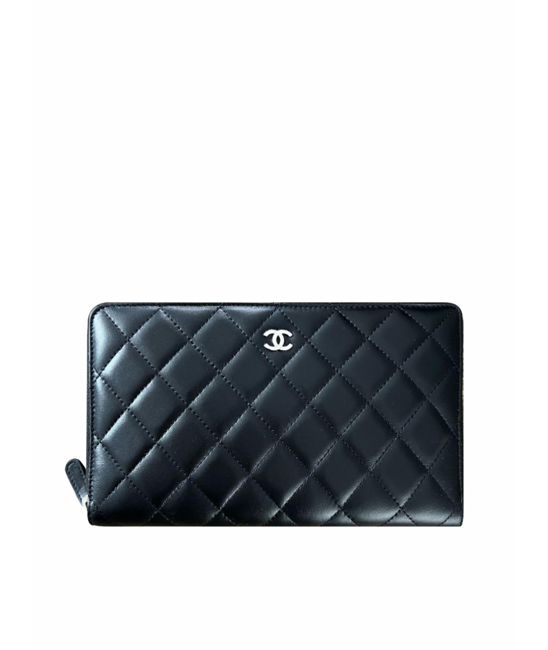 CHANEL Черный кожаный кошелек, фото 1