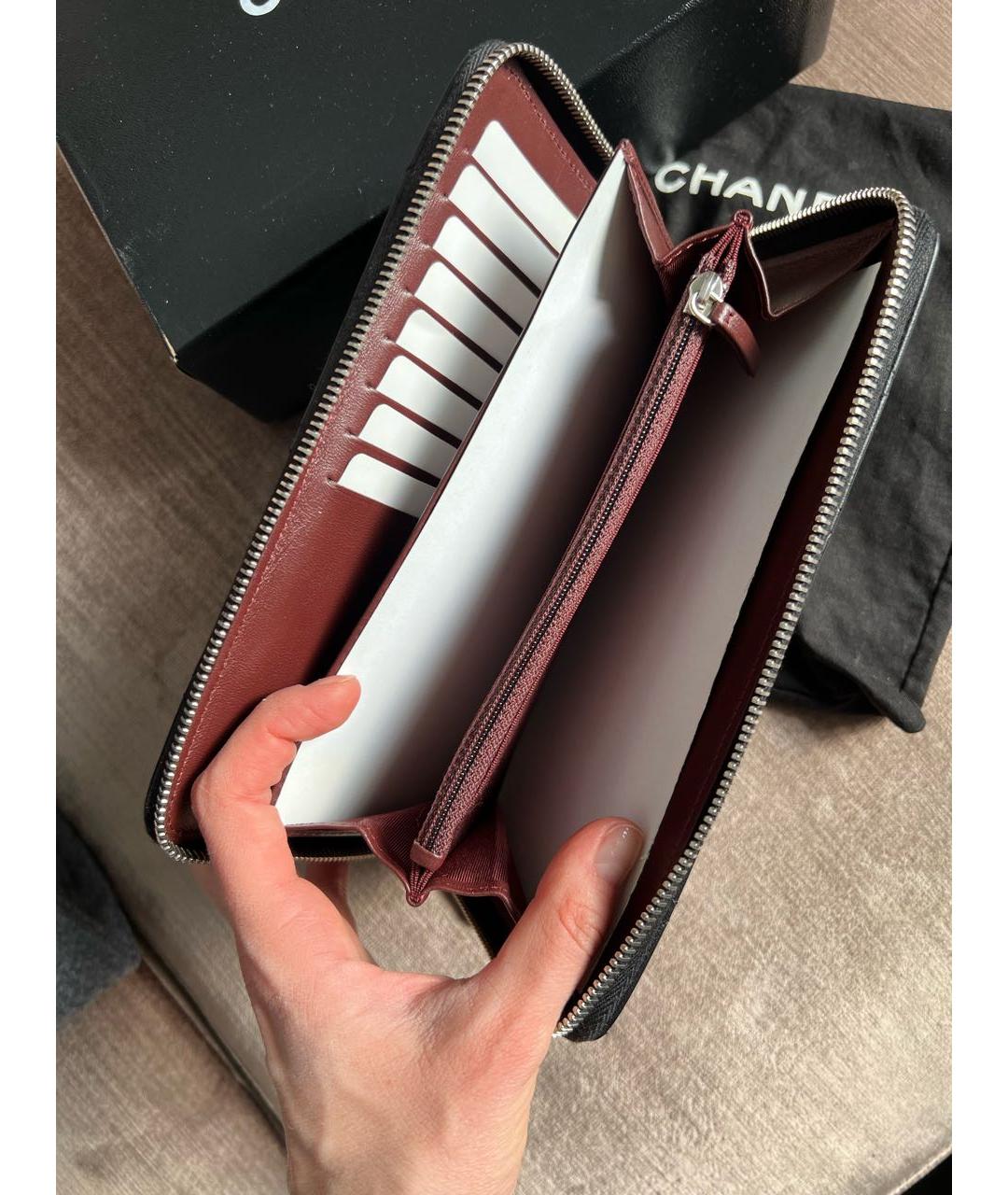 CHANEL Черный кожаный кошелек, фото 5