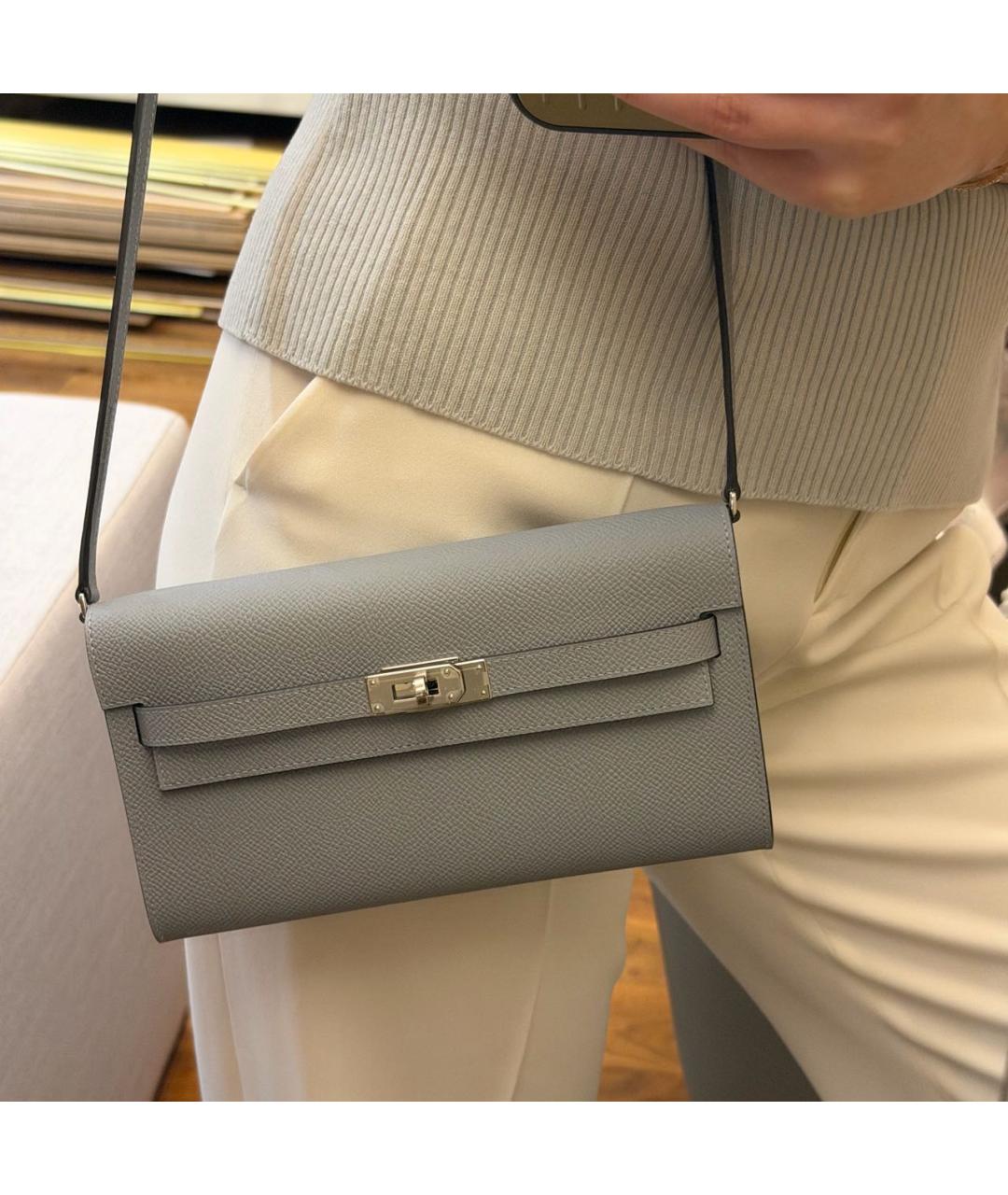 HERMES Голубая кожаная сумка через плечо, фото 8