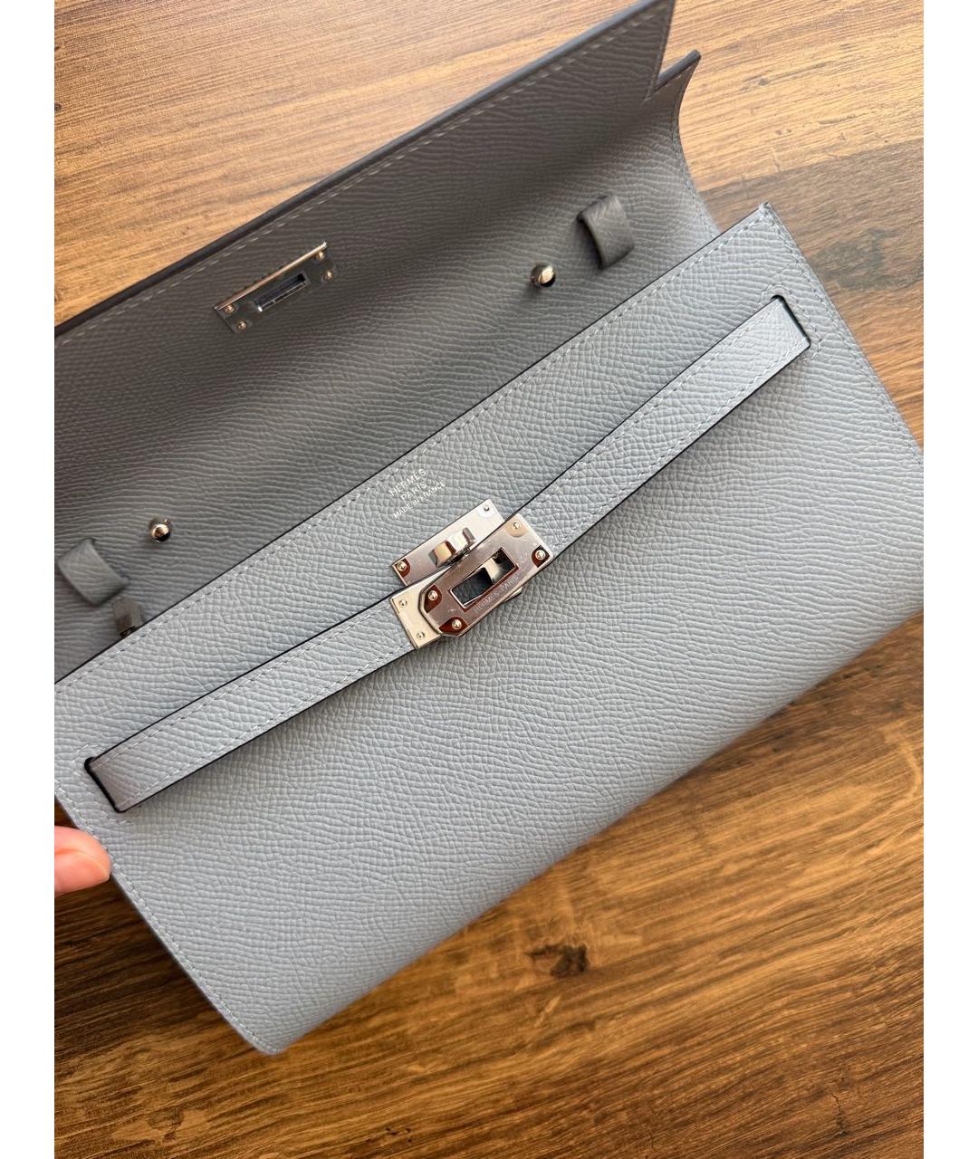 HERMES Голубая кожаная сумка через плечо, фото 5