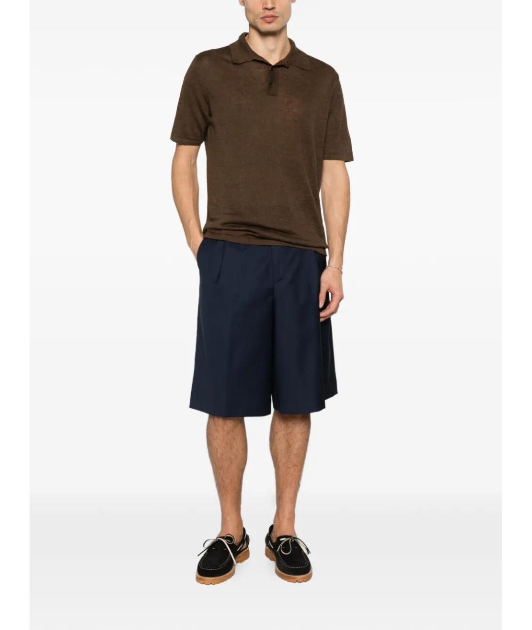 NINE IN THE MORNING Темно-синие шерстяные шорты, фото 5