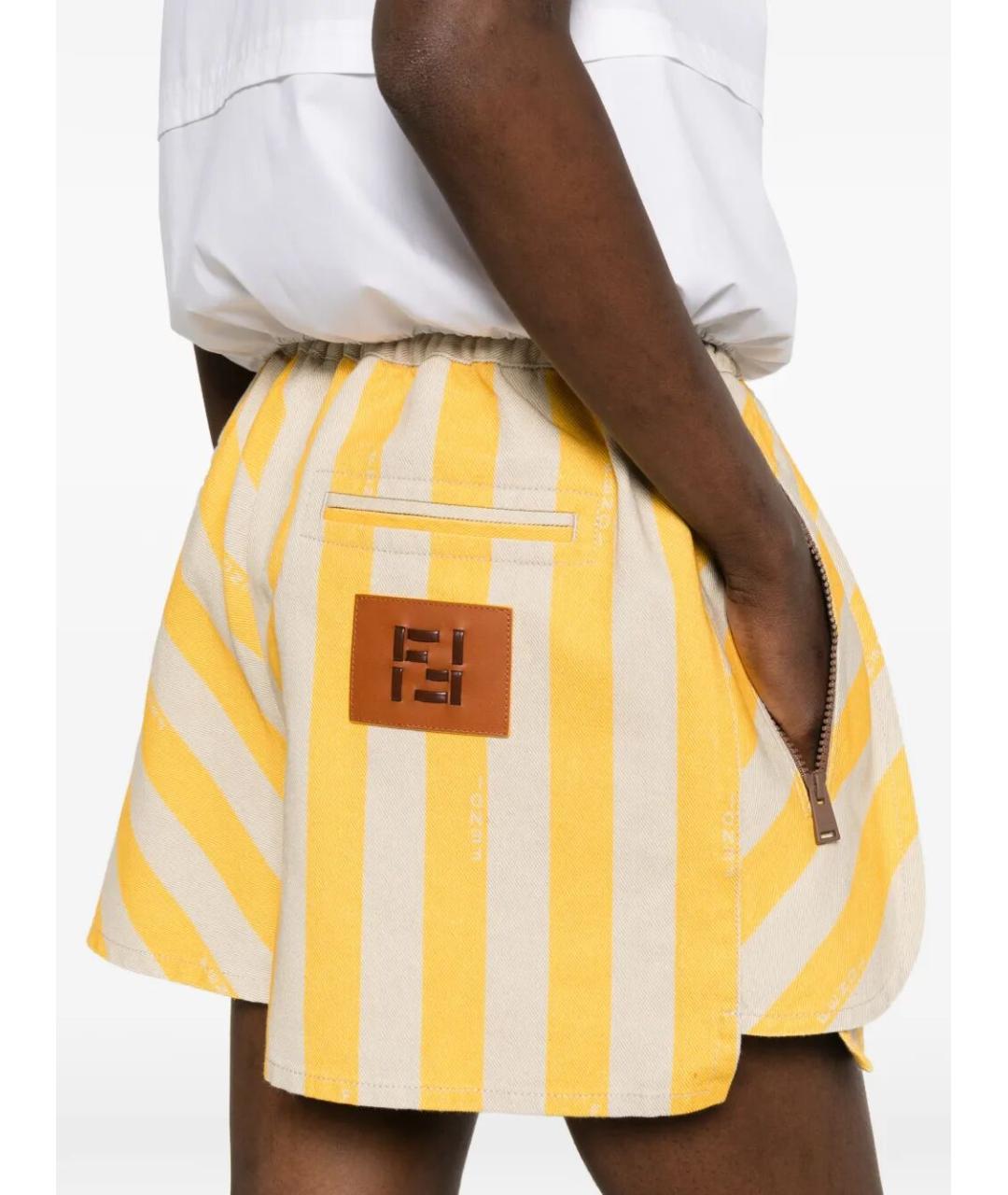 FENDI Желтые хлопковые шорты, фото 5