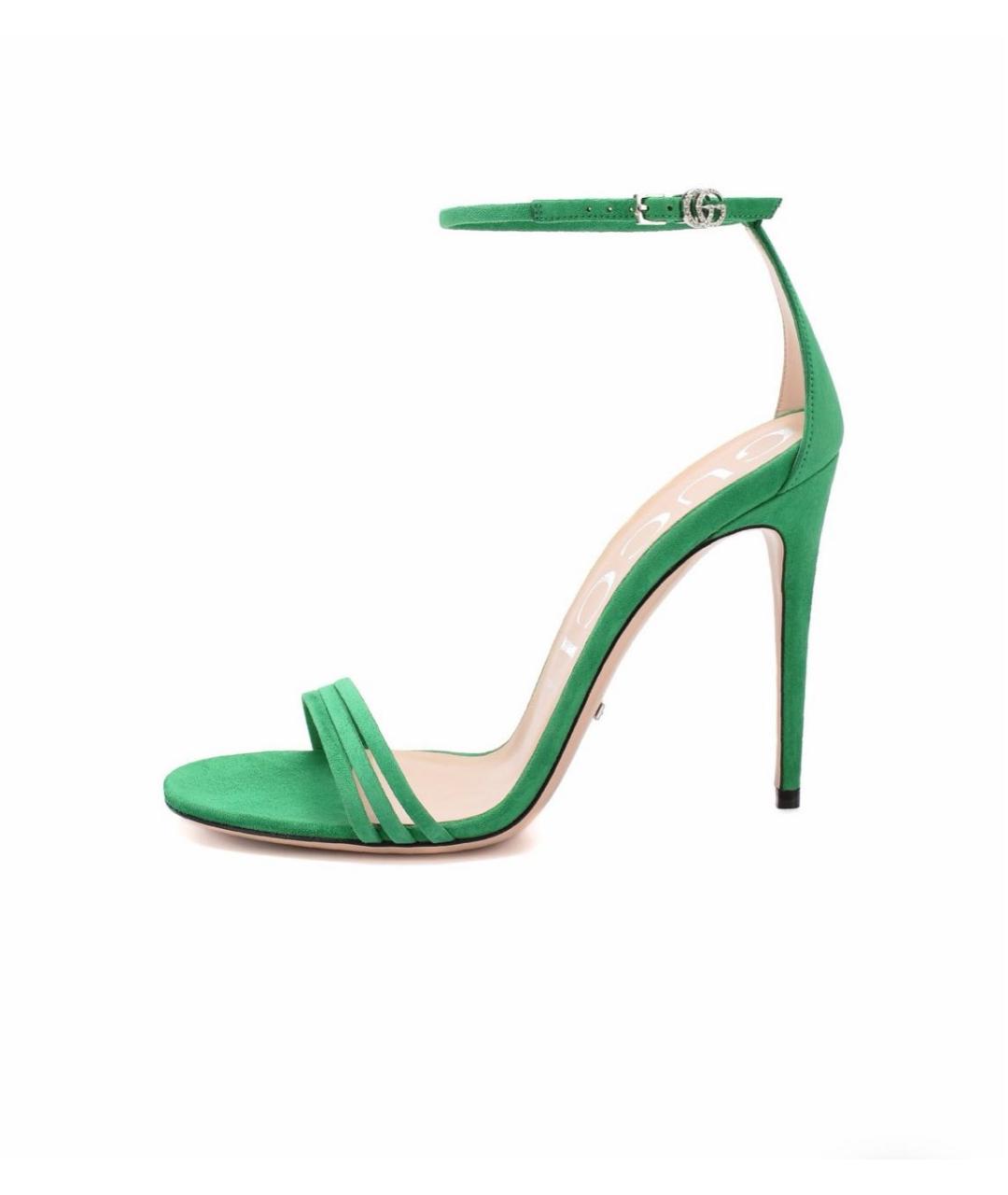 GUCCI Зеленые замшевые босоножки, фото 4