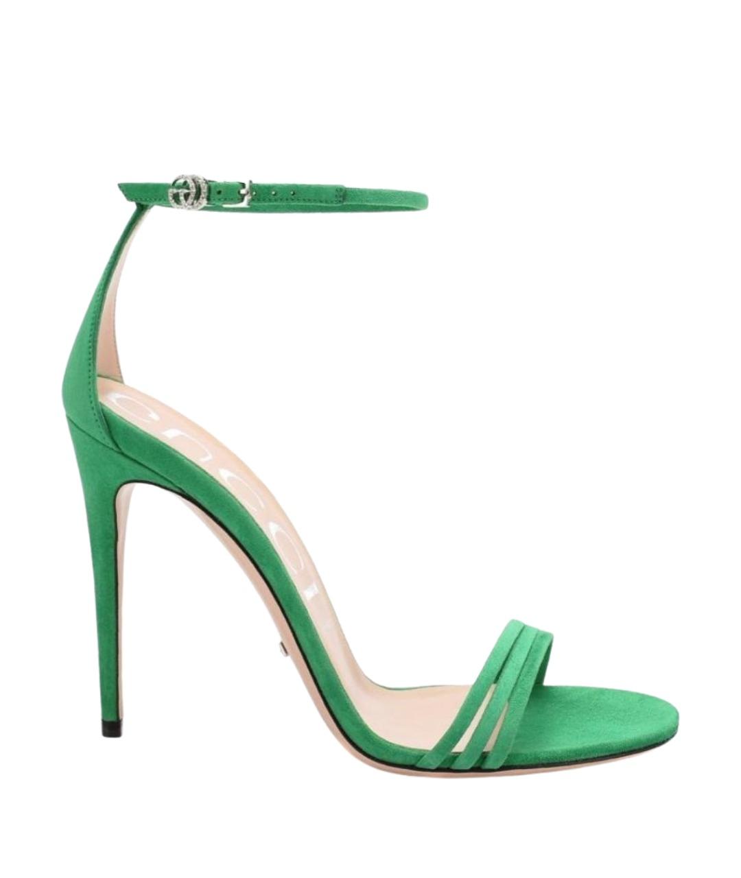 GUCCI Зеленые замшевые босоножки, фото 1