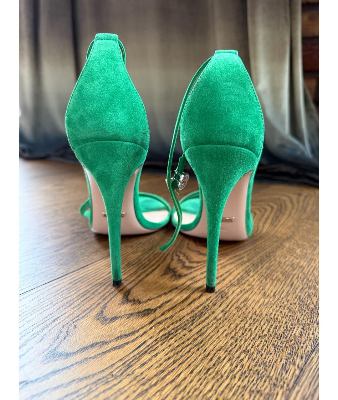GUCCI Зеленые замшевые босоножки, фото 3