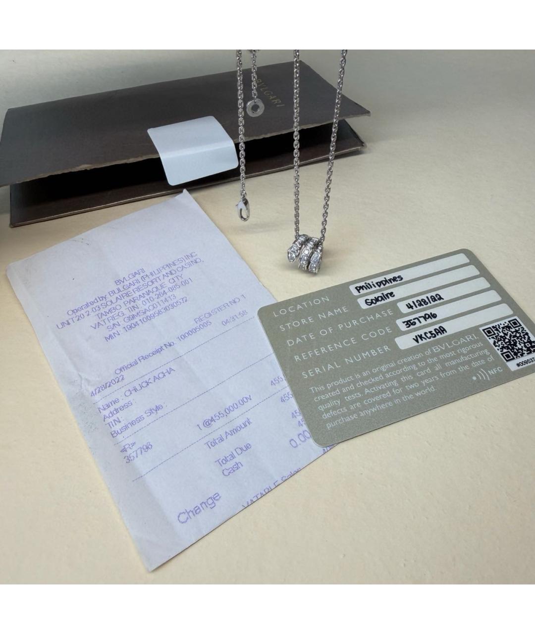 BVLGARI Серебряное колье из белого золота, фото 2