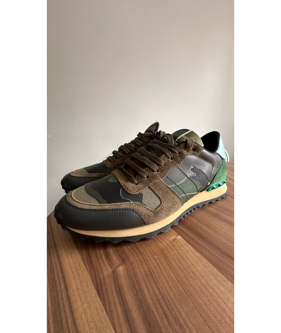 VALENTINO Коричневые кожаные низкие кроссовки / кеды, фото 2