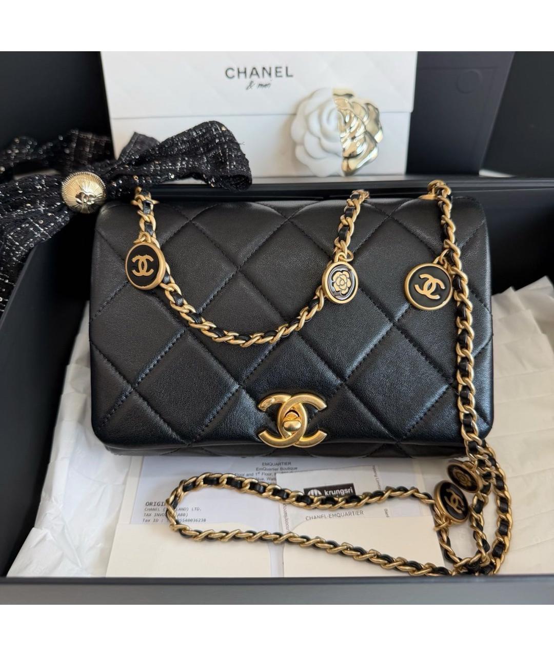 CHANEL Черная кожаная сумка через плечо, фото 2