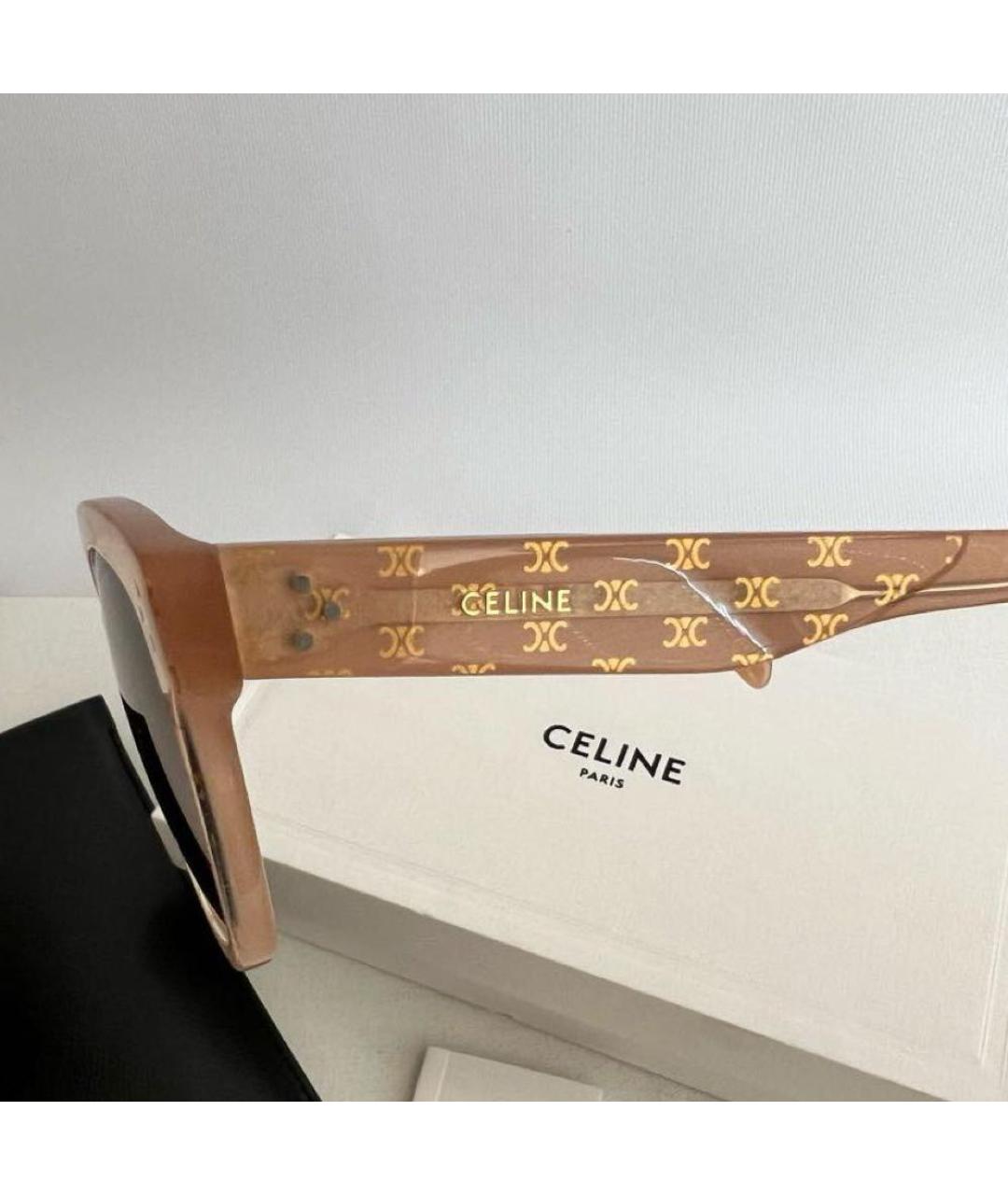 CELINE Бежевые пластиковые солнцезащитные очки, фото 3