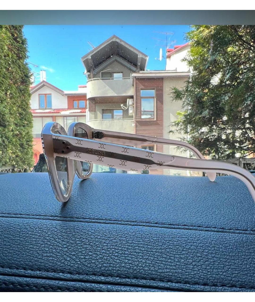 CELINE Бежевые пластиковые солнцезащитные очки, фото 7