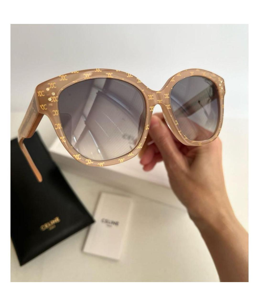 CELINE Бежевые пластиковые солнцезащитные очки, фото 2
