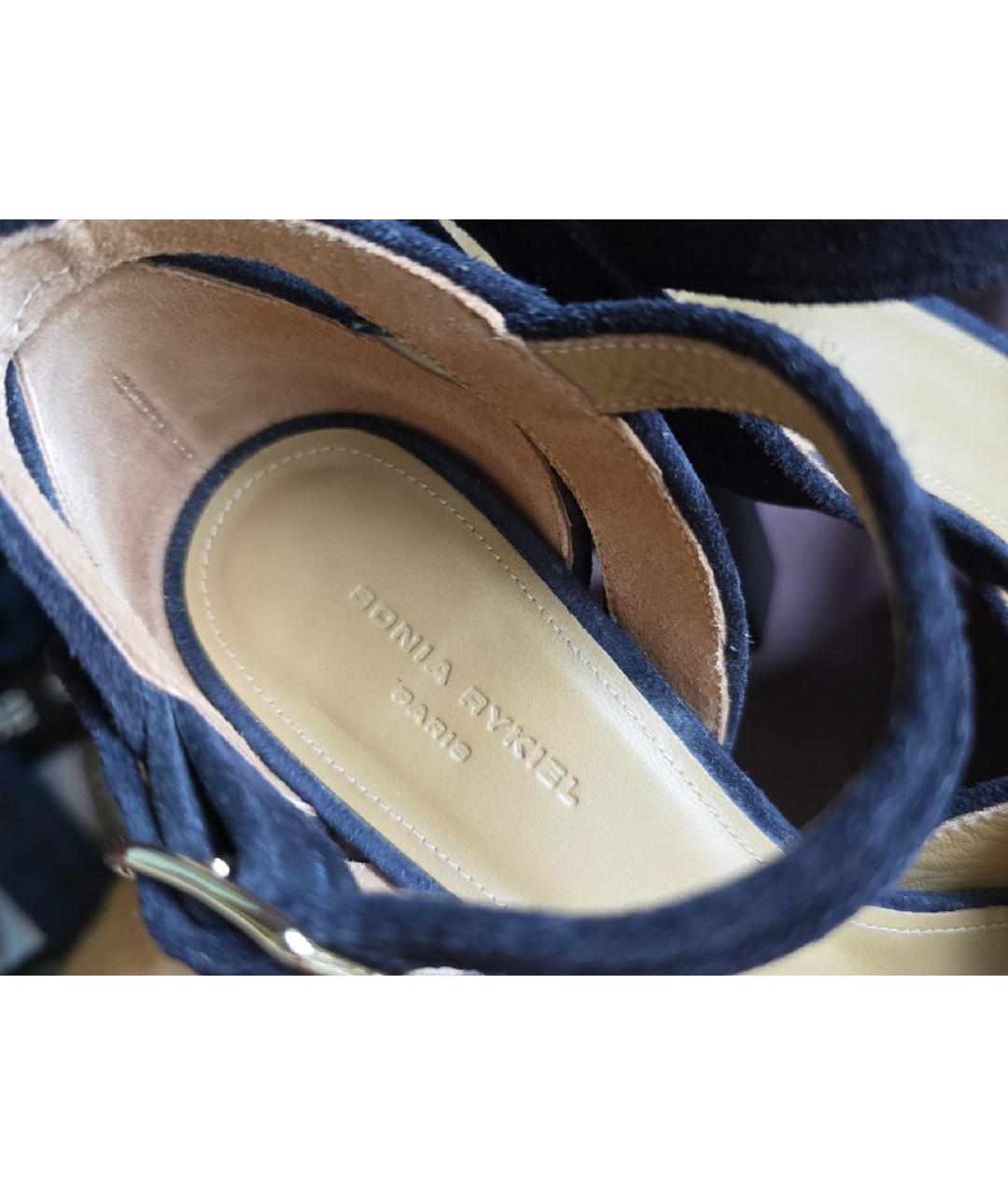 SONIA RYKIEL Черные замшевые босоножки, фото 6