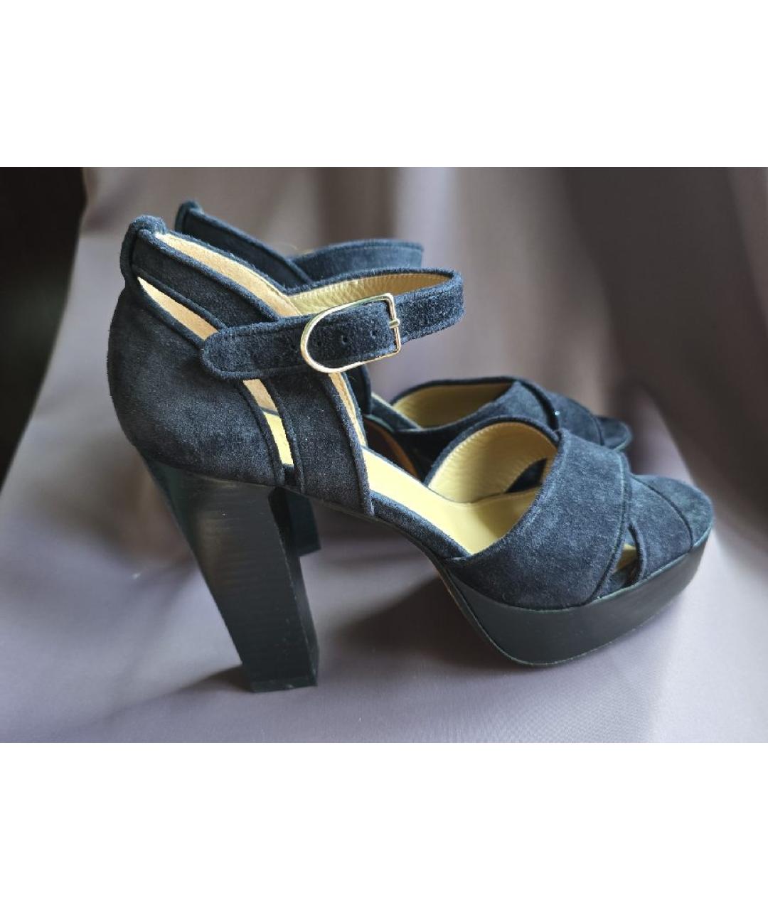 SONIA RYKIEL Черные замшевые босоножки, фото 5