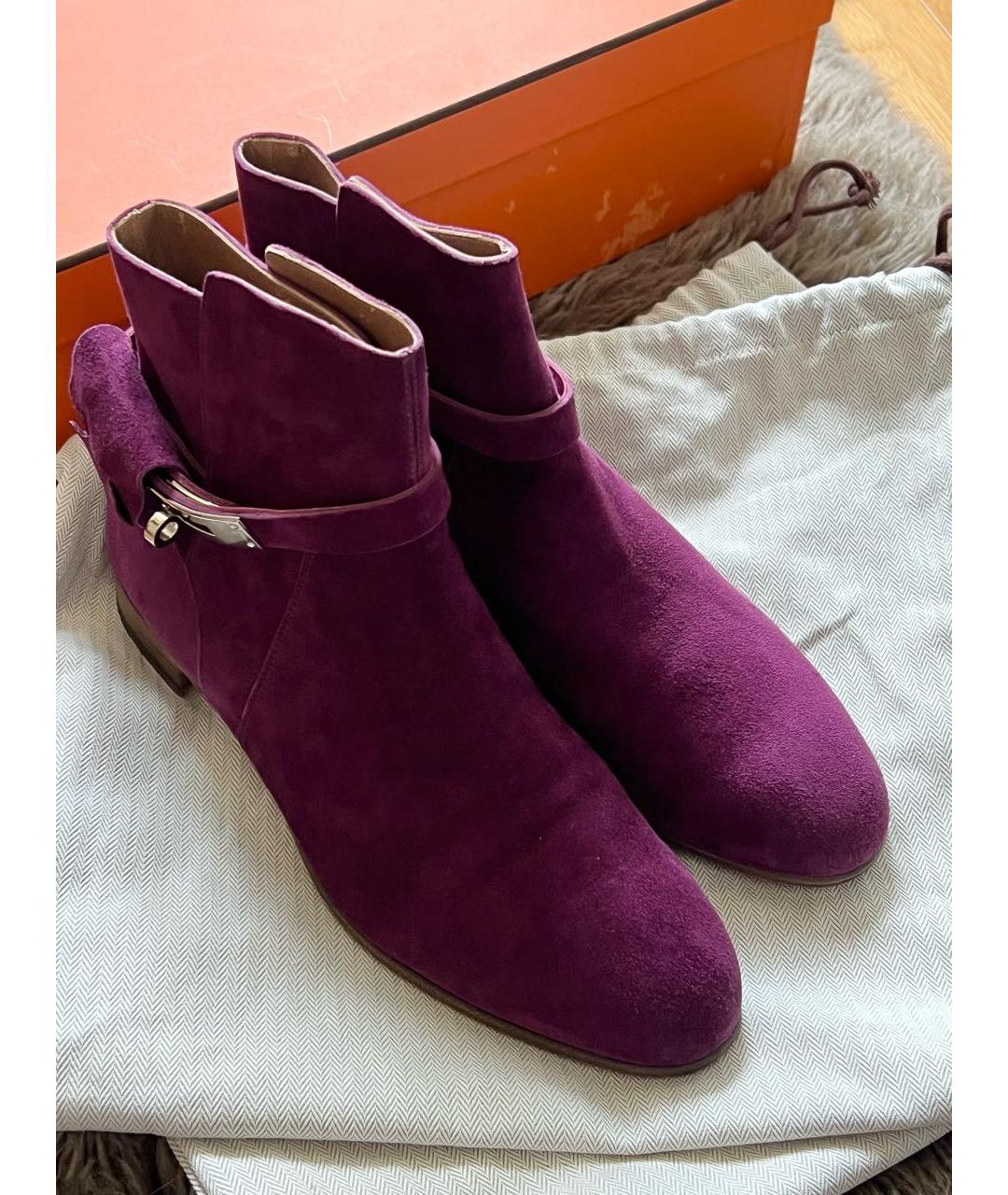 HERMES Фуксия замшевые ботильоны, фото 4
