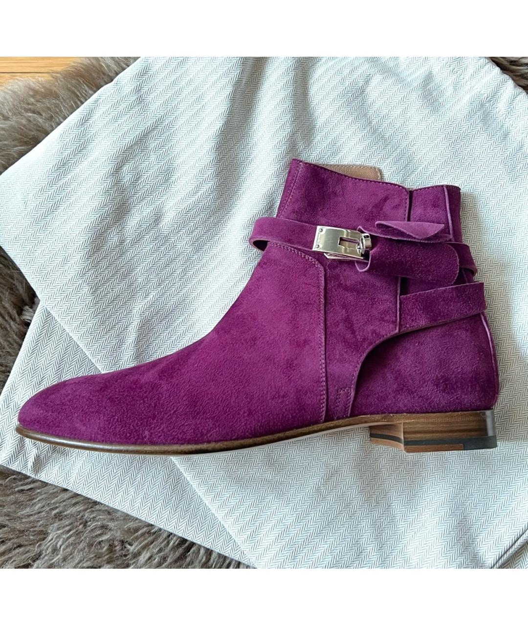 HERMES Фуксия замшевые ботильоны, фото 9