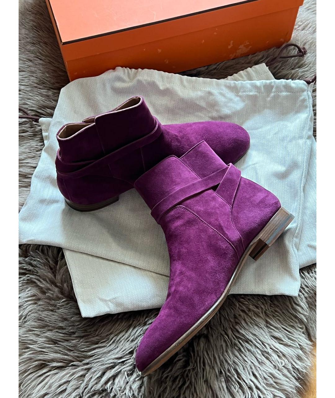 HERMES Фуксия замшевые ботильоны, фото 5