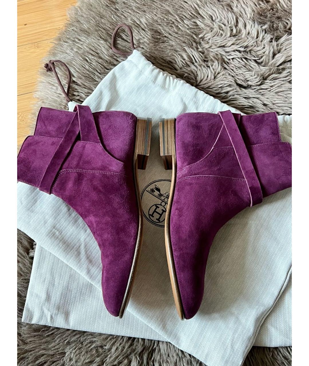 HERMES Фуксия замшевые ботильоны, фото 3