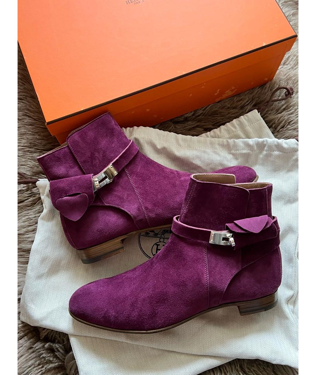 HERMES Фуксия замшевые ботильоны, фото 2