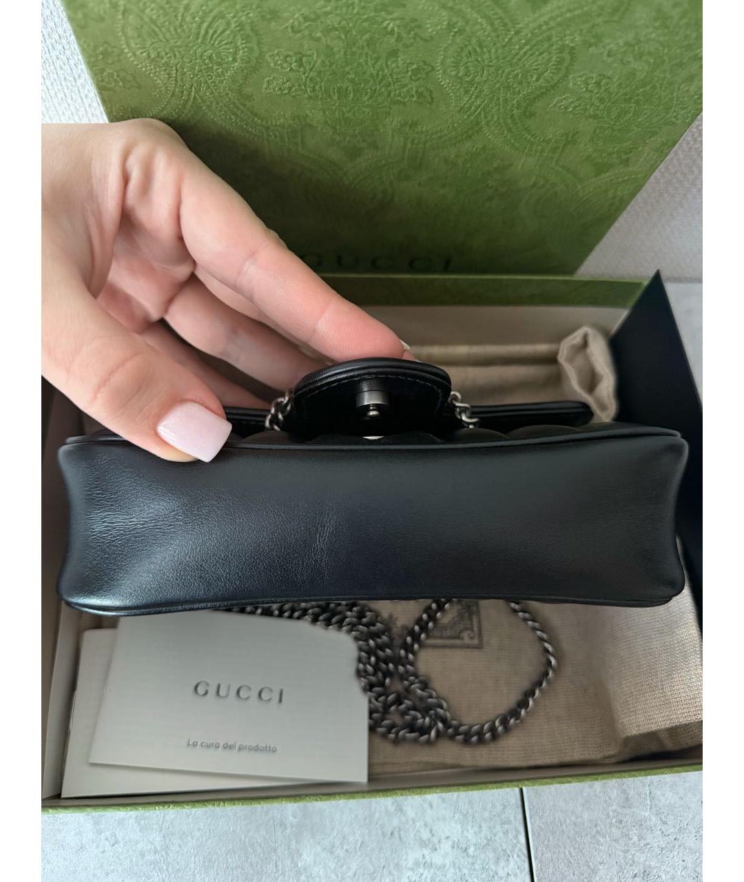 GUCCI Черная кожаная сумка через плечо, фото 3