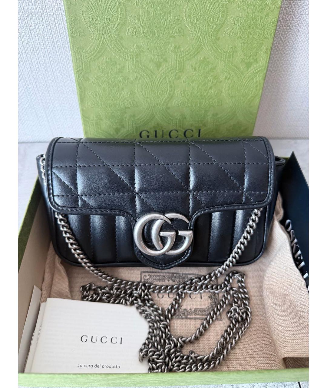 GUCCI Черная кожаная сумка через плечо, фото 8