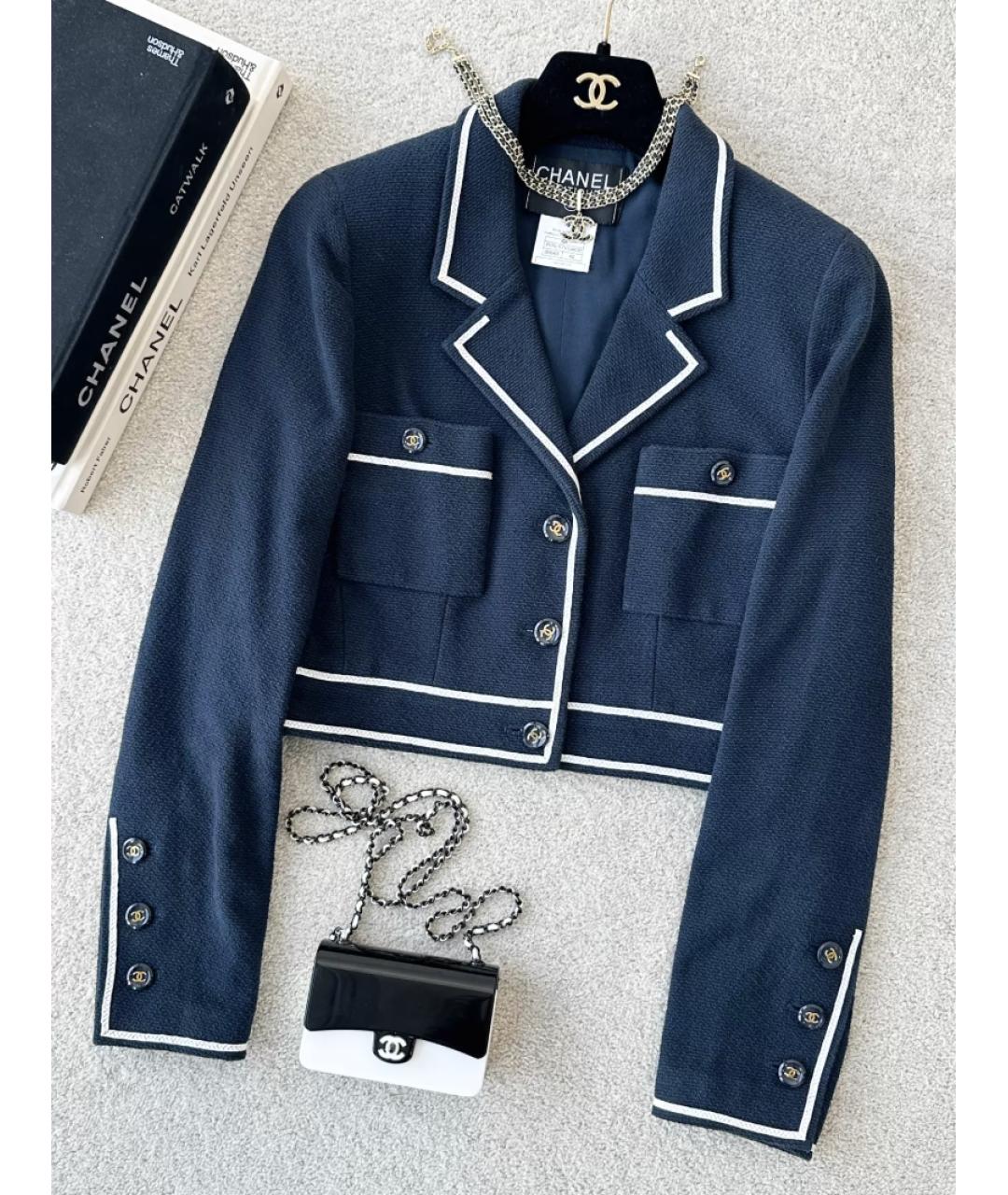 CHANEL Темно-синий жакет/пиджак, фото 7