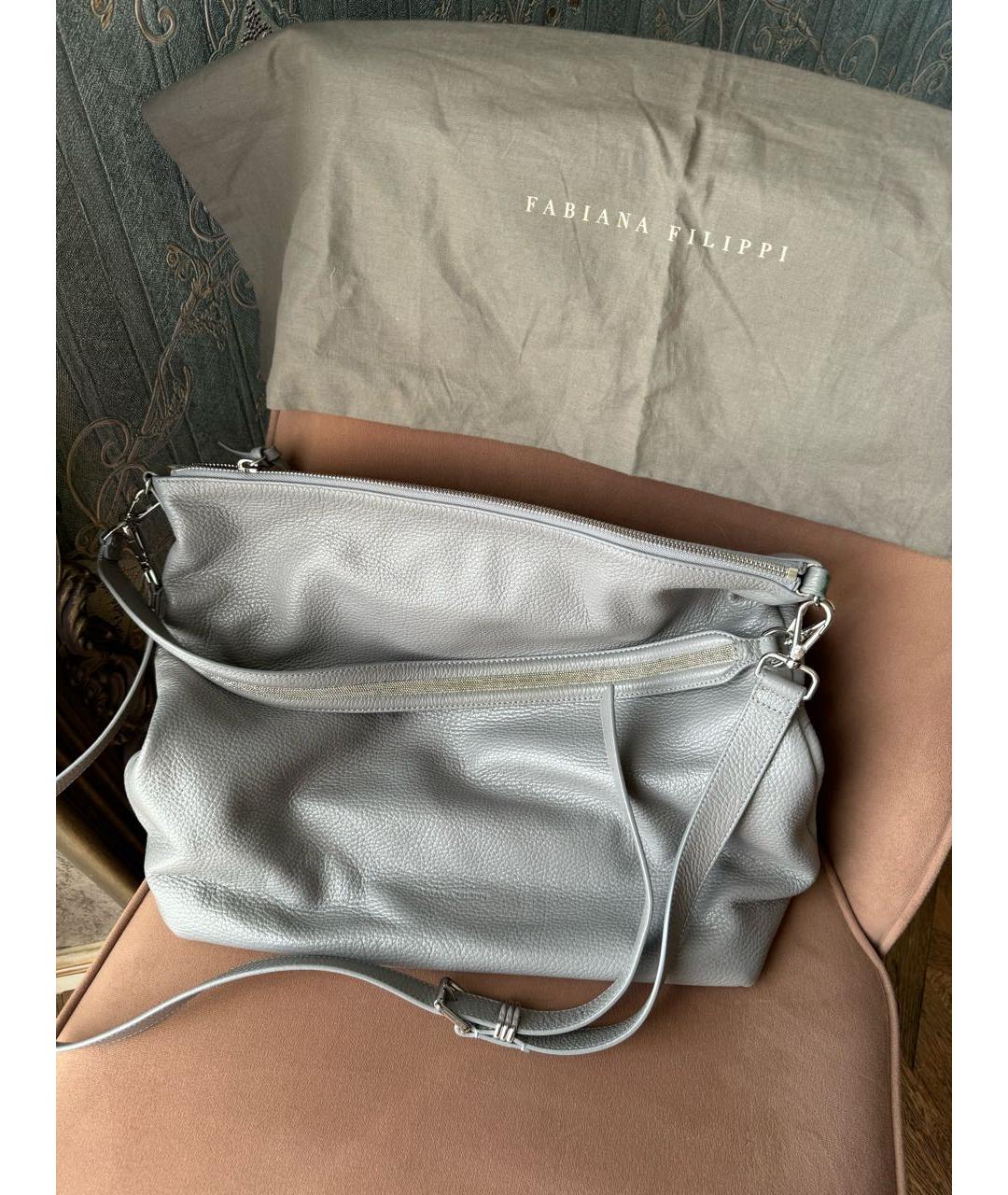 FABIANA FILIPPI Серая кожаная сумка через плечо, фото 2