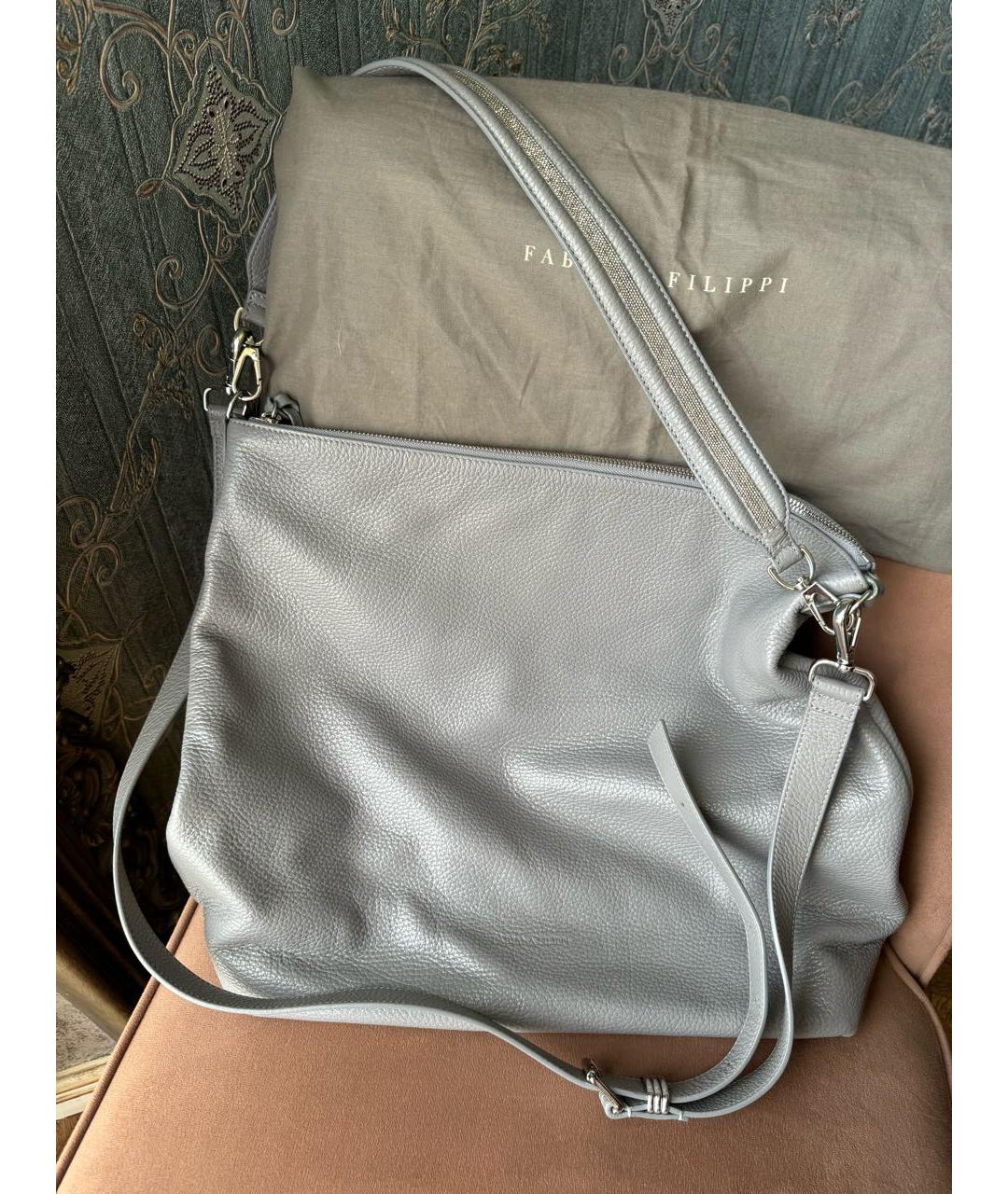 FABIANA FILIPPI Серая кожаная сумка через плечо, фото 6