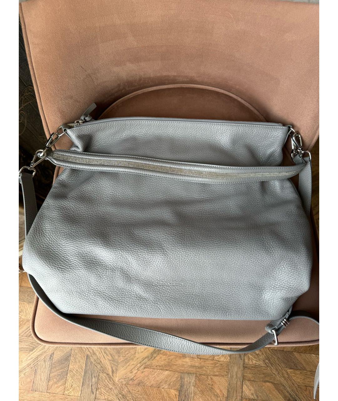 FABIANA FILIPPI Серая кожаная сумка через плечо, фото 3