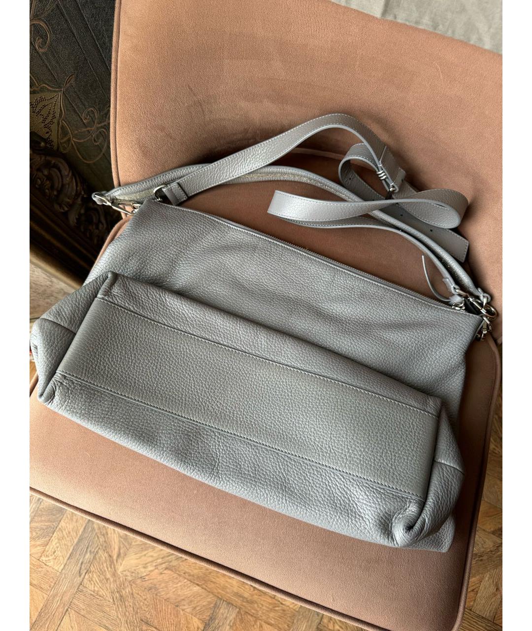 FABIANA FILIPPI Серая кожаная сумка через плечо, фото 4