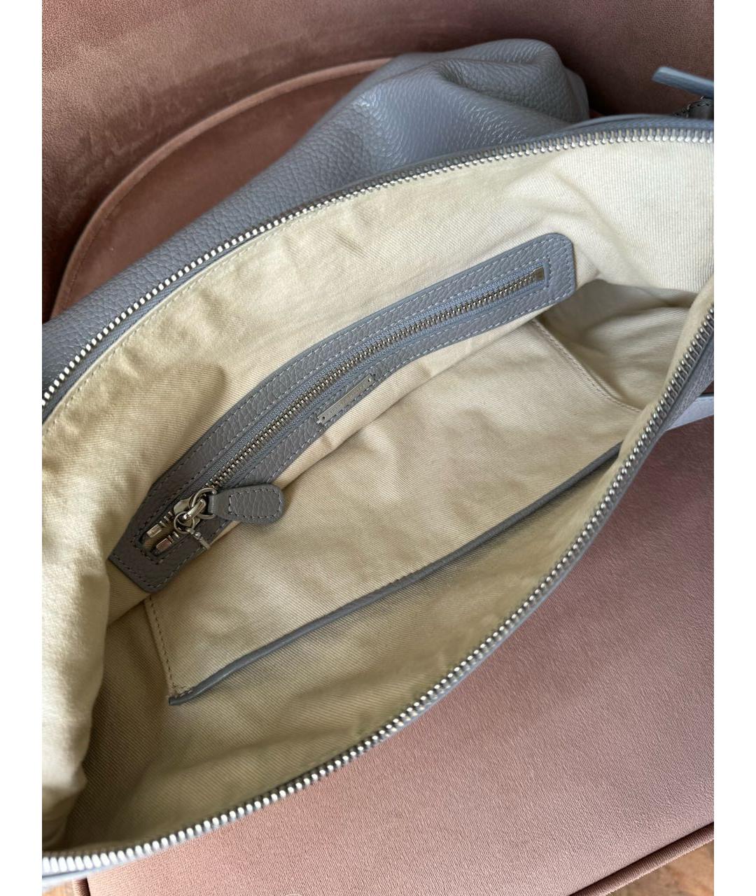 FABIANA FILIPPI Серая кожаная сумка через плечо, фото 5