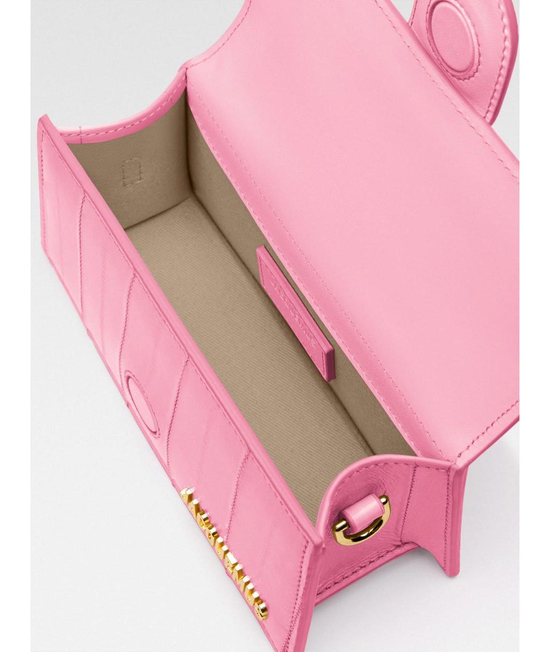 JACQUEMUS Розовая кожаная сумка с короткими ручками, фото 5